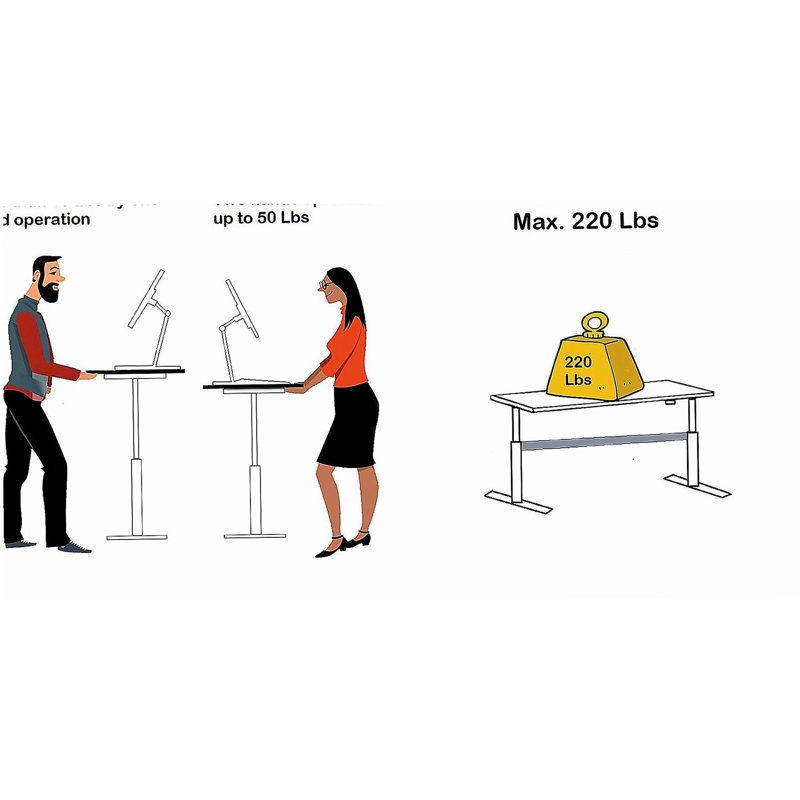 Compact technology standing desk with adjustable height