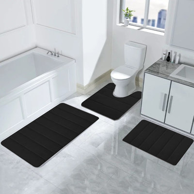 Bathroom Rugs Sets 3 Piece, Ultra Soft Foam Bath Rugs, Non-Slip Bathroom Mat Set, Washable Quick Dry Bath Rug