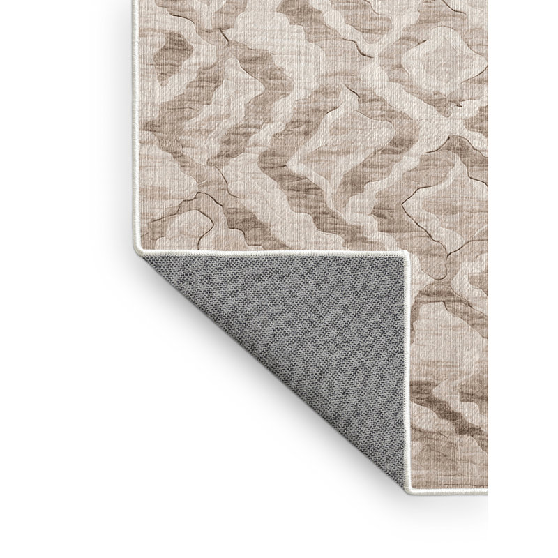 Machine Washable Beige Area Rug, Runner  2' x 4'