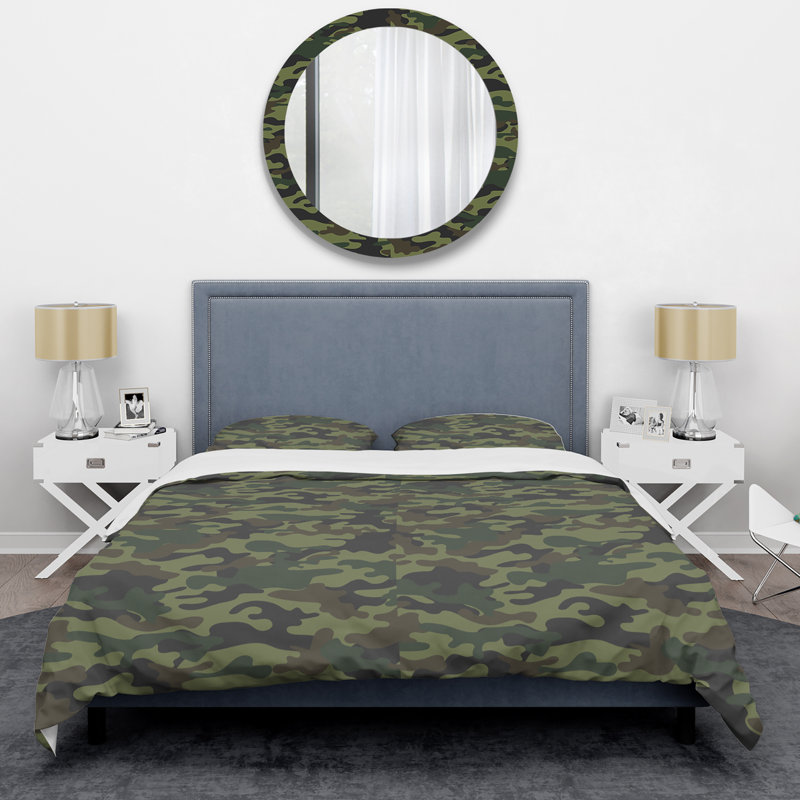 Ensemble de housse de couette Abstract - Microfibre de polyester, Camouflage vert désert