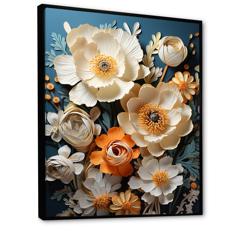 " Muted Hue Buttercups Merge I ", Black Floater Framed, 32" H x 24" W x 1" D