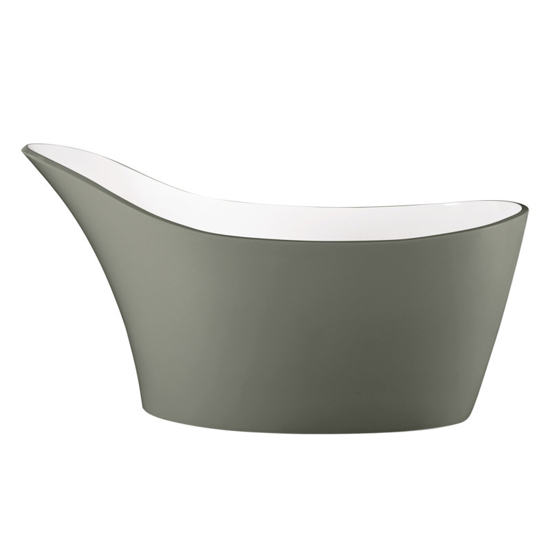 Amalfi 64-1/4" x 31-1/4" Freestanding Soaking Bathtub in Volcanic Limestone™ with No Overflow Hole, Matte White