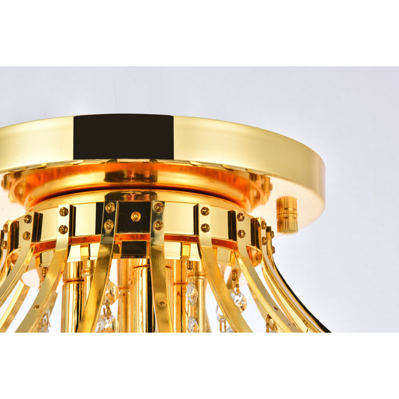 Marguerite Marguerite Clear Royal Cut Crystal, 6 Lights, Gold, 14" H x 19" W x 19" D