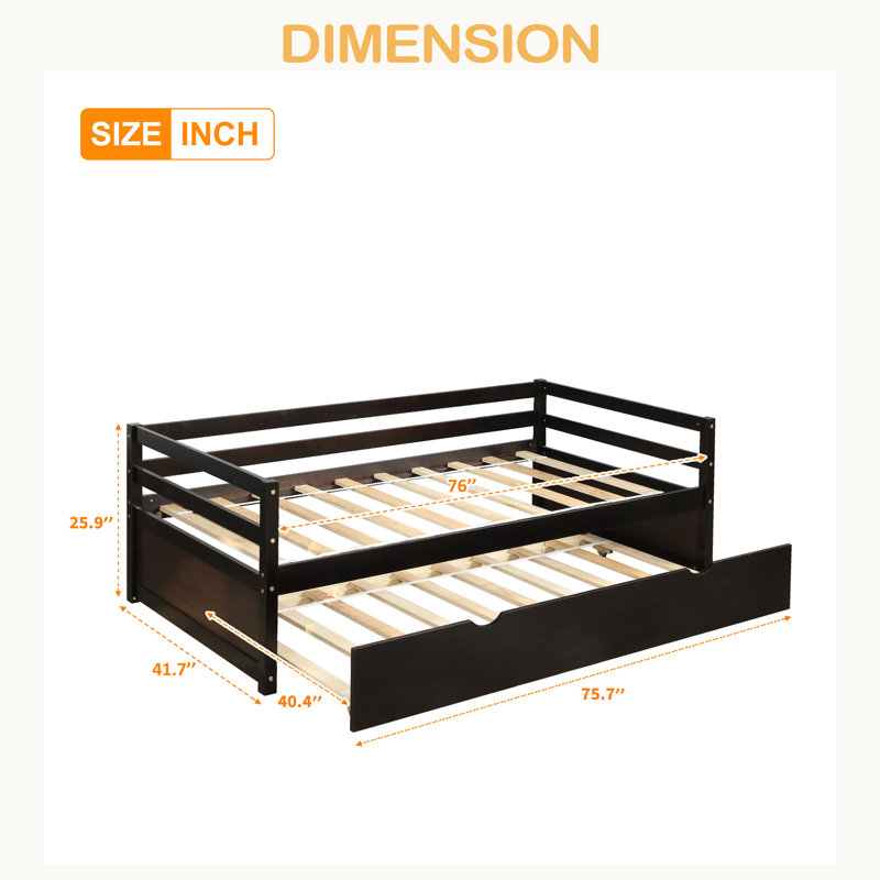 Daybed With Trundle Frame Set, Twin Size, Espresso