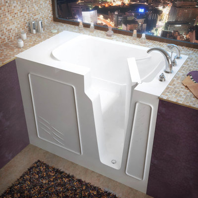Flagstaff 52'' x 29'' Walk-in Soaking Porcelain Enameled Steel Bathtub with Faucet