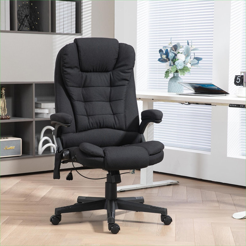 Fauteuil de massage vibrant à 6 points avec chaleur lombaire noir HOMcom