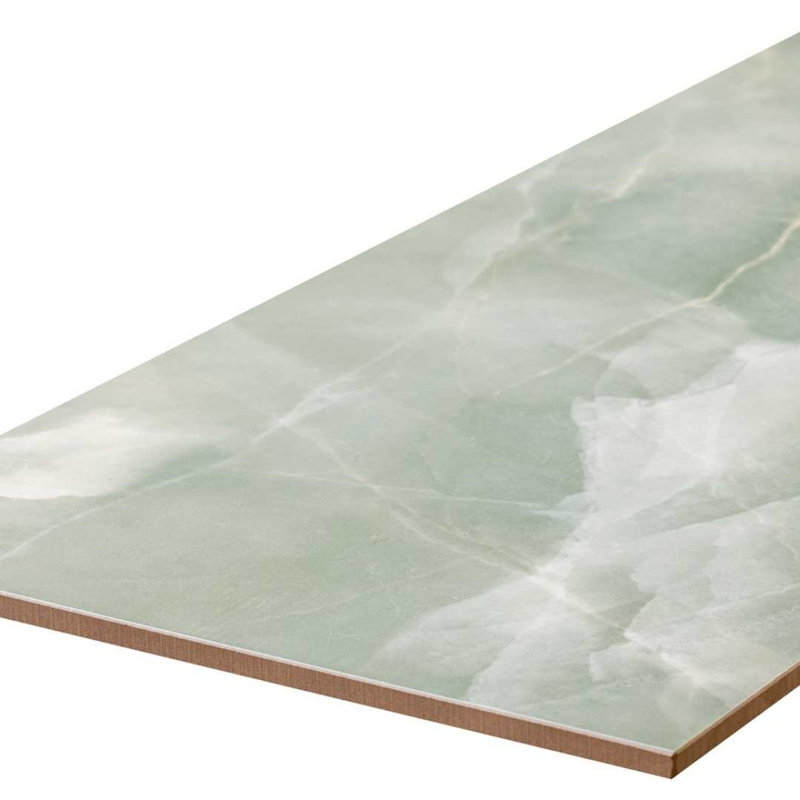 Geo Lush 12" x 24" Onyx Polished Porcelain Tile, Glossy Jade