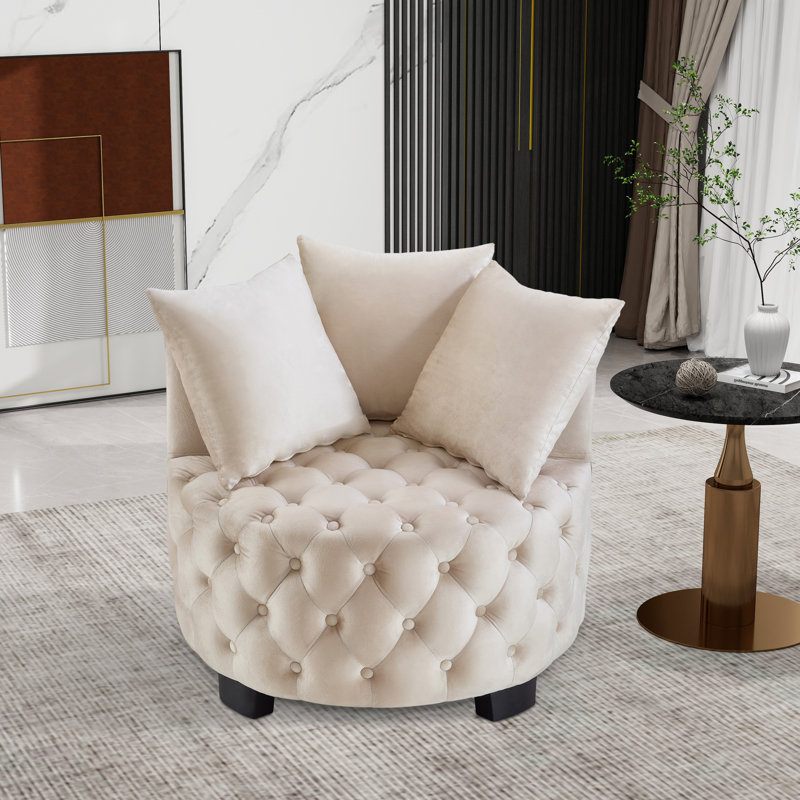Chaise pivotante rembourrée et capitonnée, Taupe