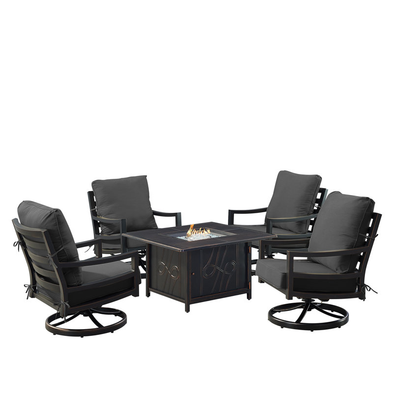 Ferren 4 - Person Patio Conversation Set with Cushions, Black