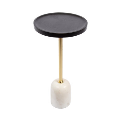 Mango Wood and Marble Round Side Table