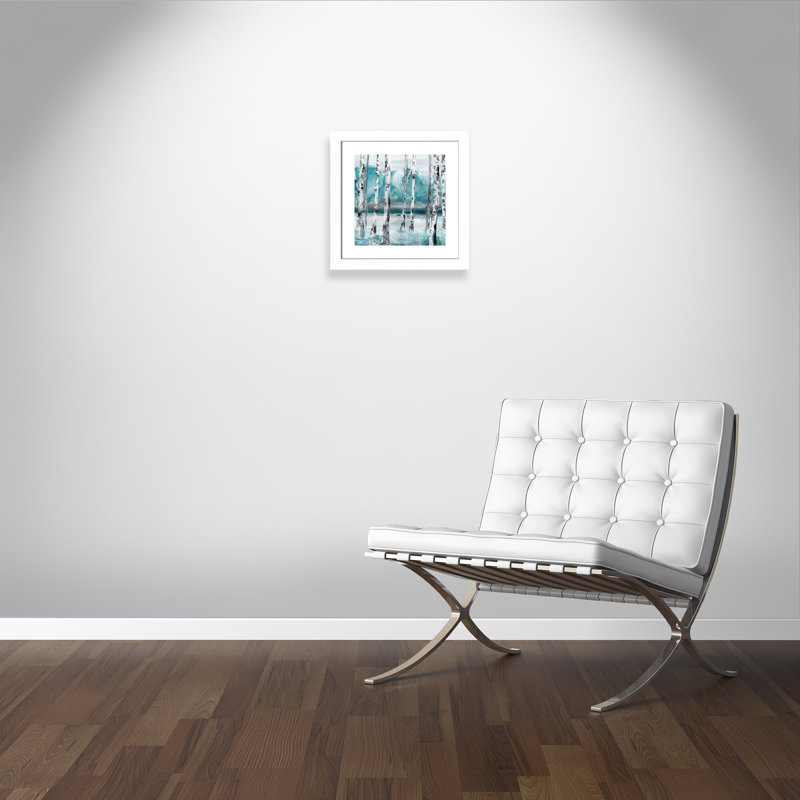 Aqua Birch - peinture encadrée, Cadre blanc, H 18,5 po x l 18,5 po x P 1,25 po