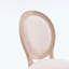 Chaise de salle à manger style français avec structure en bois massif et dossier ovale en lin