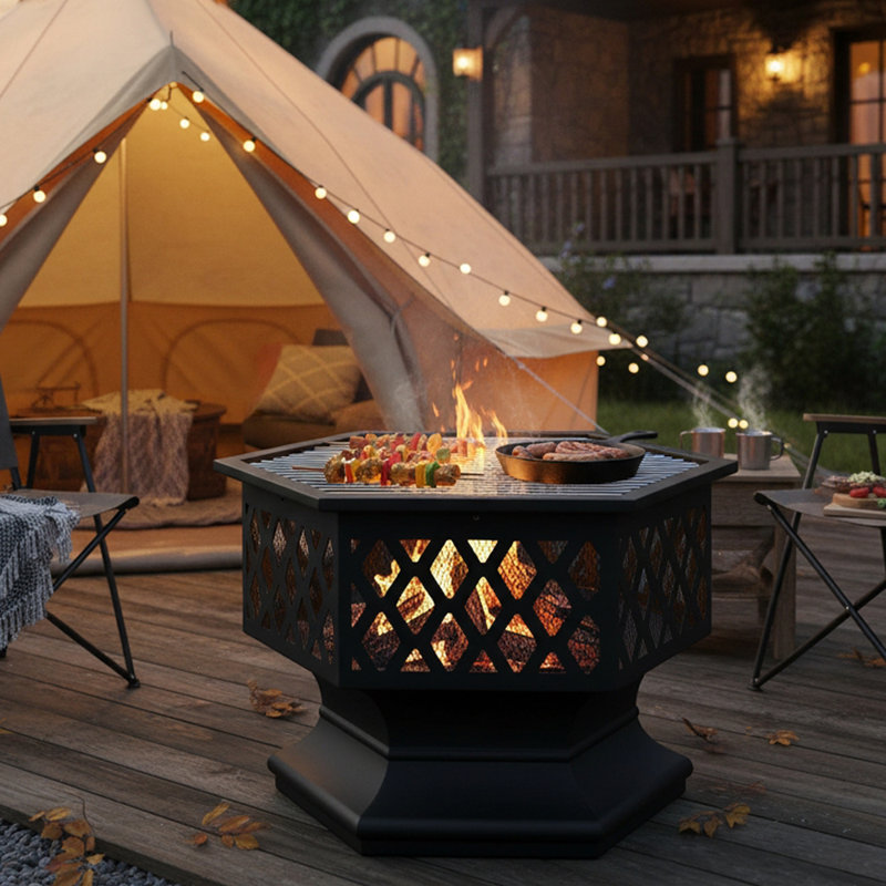 Round Iron Charcoal Fire Pit