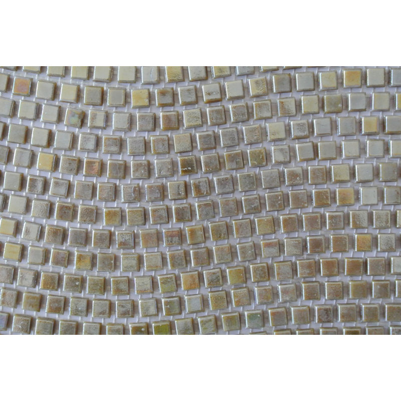 Galaxy 0.3125 in. x 0.3125 in. Iridescent Glass Pressed Edge Tiny Square Mosaic Wall Pool & Floor Tile, Sun Taupe
