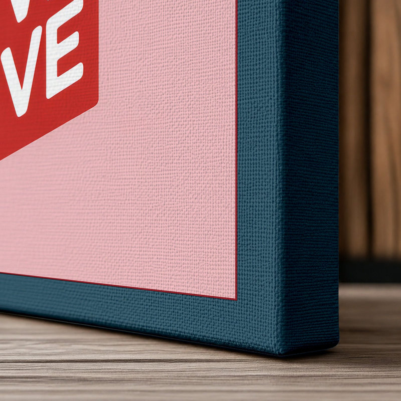 Love in a Carton Modern 1 Piece Wrapped Canvas Wall Art, 18x12 - 45.7 x 30.5 cm, Teal Border