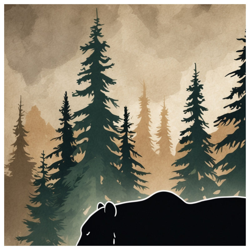 Bear In Forest Silhouette Blankets, 50in W x 60in H