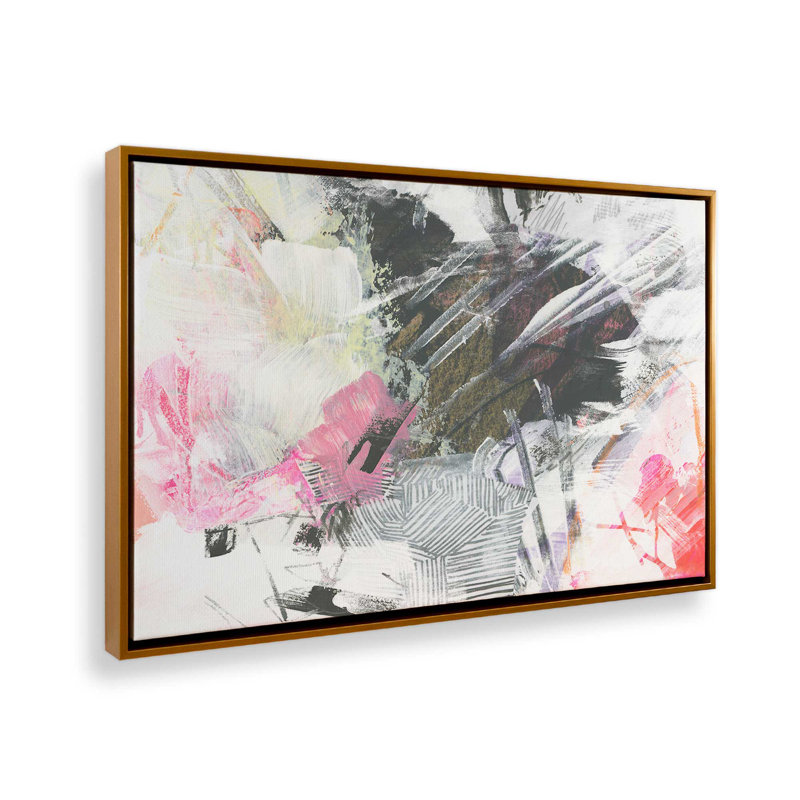 «Rouge à lèvres et gris anthracite I» par June Erica Vess, reproduction d'art sur toile, H 36 po x l 48 po, Doré