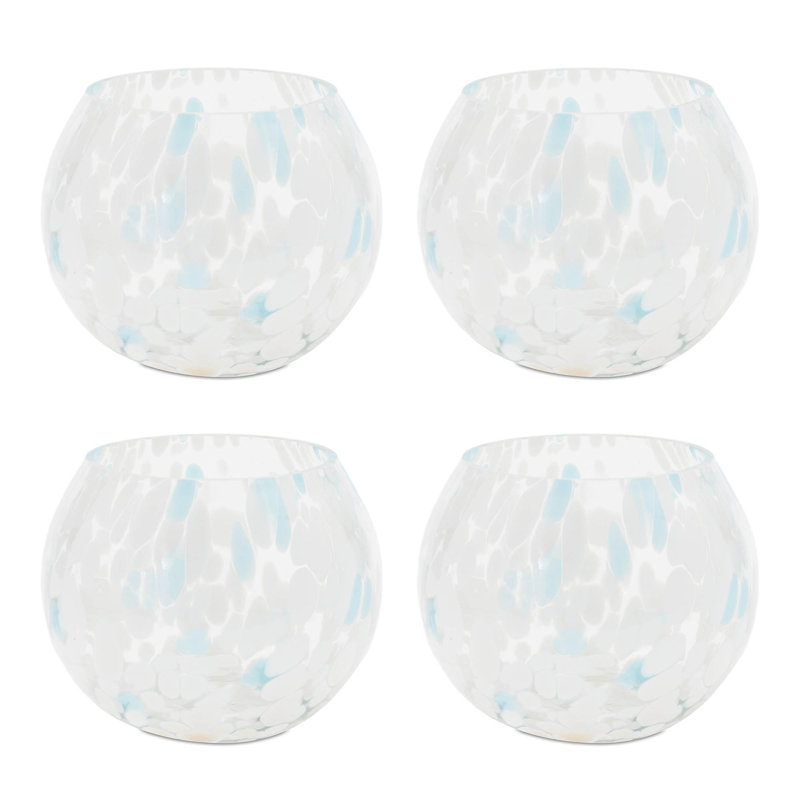Painted Glass Candle Holder Vase, 4" H x 4.75" W x 4.75" D
