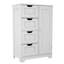 Armoire de rangement autoportante avec tablettes réglables, 4 tiroirs et 1 porte, armoire de rangement contemporaine pour salle de bain