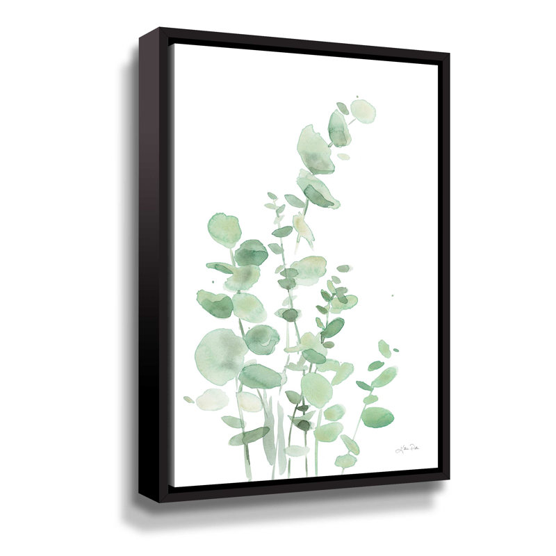 Eucalyptus I - Peinture sur toile, Cadre noir, H 18 po x l 12 po x P 2 po