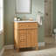 Meuble-lavabo 24 po avec lavabo, meuble-lavabo en bois avec tiroir rabattable, 2 tiroirs à fermeture en douceur, 1 porte à fermeture en douceur, bois massif et panneau de fibres à densité moyenne, poignées en bois élégantes