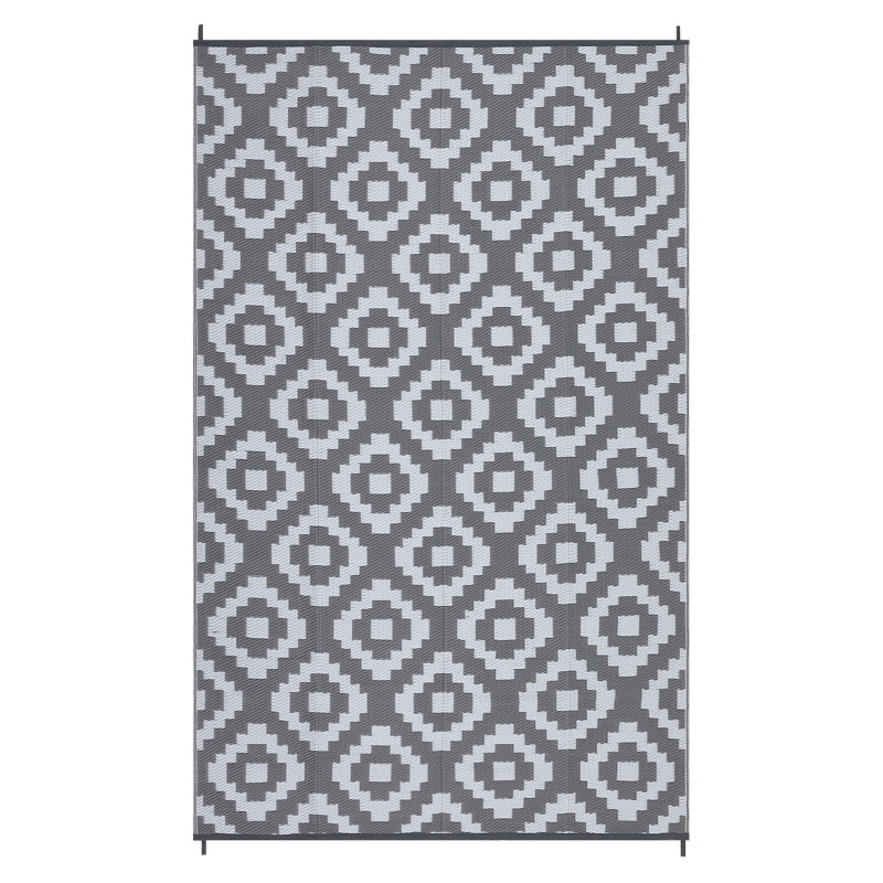 Tapis de paille en plastique à motif géométrique pour l'extérieur, Rectangle 9 pi x 12 pi