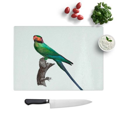 Tempered Glass Blossom-Headed Parakeet Chopping Board