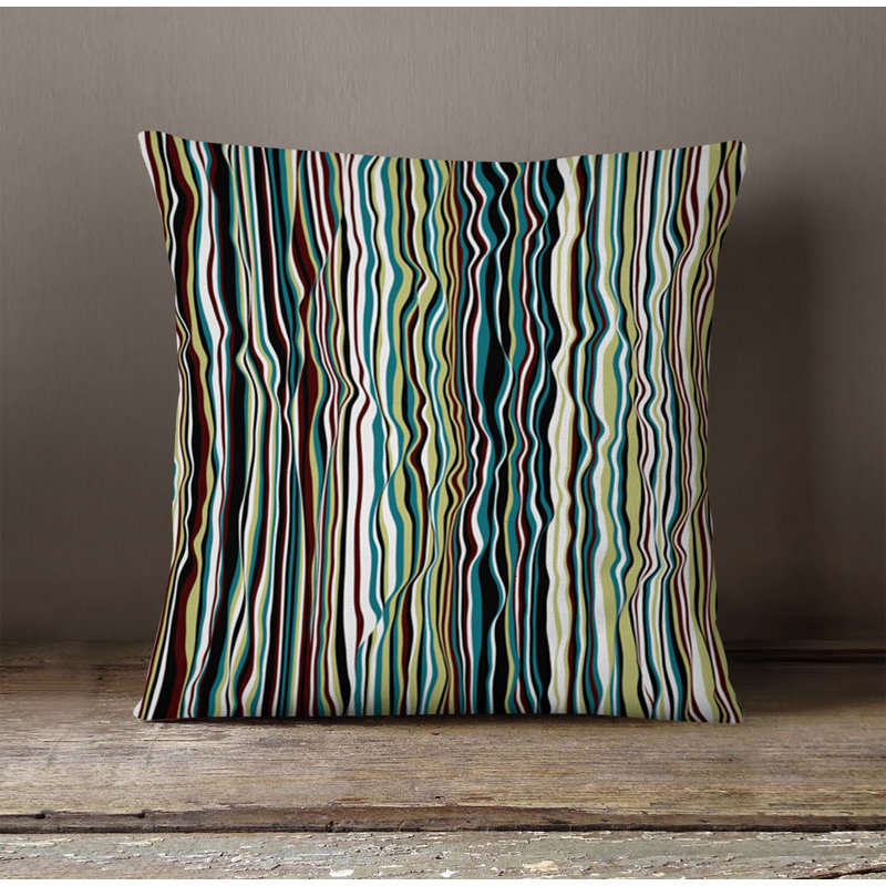 Throw Pillow With Insert, Green Striped/Abstract 3, 20"H x 20"W