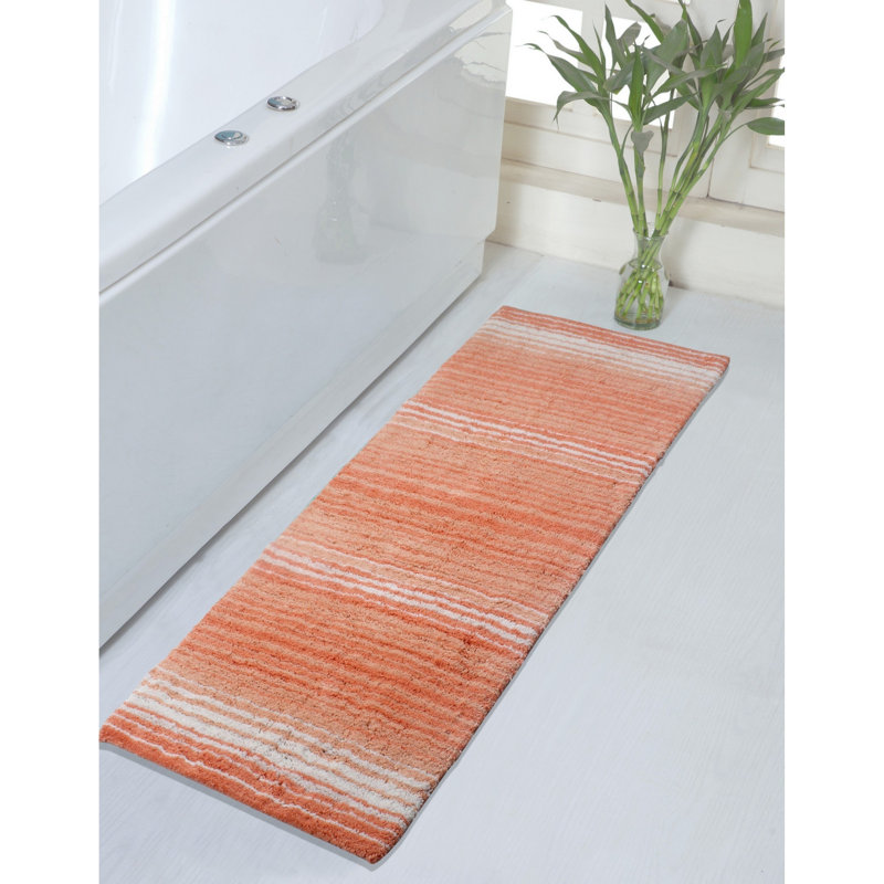 Tapis pour salle de bain 100% coton avec envers en latex, Corail, Simple - L 21 po x l 54 po