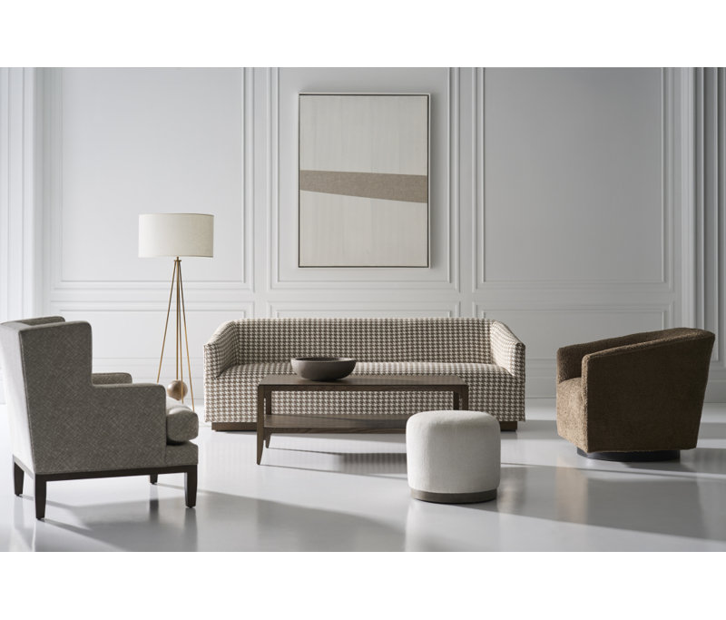 Corbin Round Ottoman, 4787 Mineral, French Oak