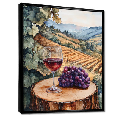 Vineyard With Glass Of Wine And Grape In Provence III - Vineyard Wall Art