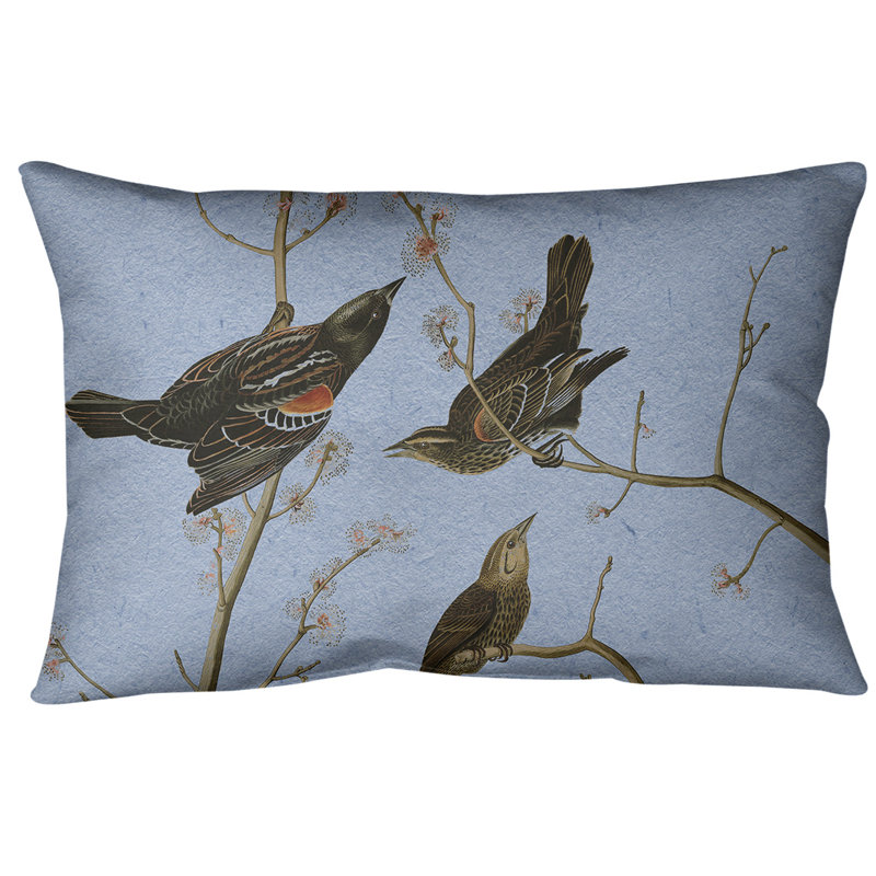 Coussin lombaire à oreilles starling, Bleu, Faux lin