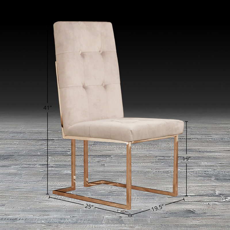 Chaise d'appoint en velours Denholme, Beige, Or rose