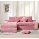 98.82" Upholstered Modular Sofa Corduroy Sofa & Chaise - No Assembly Required