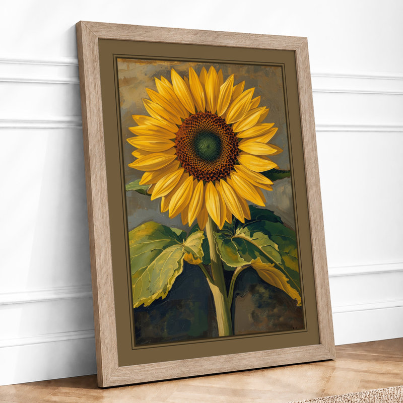 Sunflower Study Botanical - Print, A2 - 59.4 x 42.0 cm, Oak