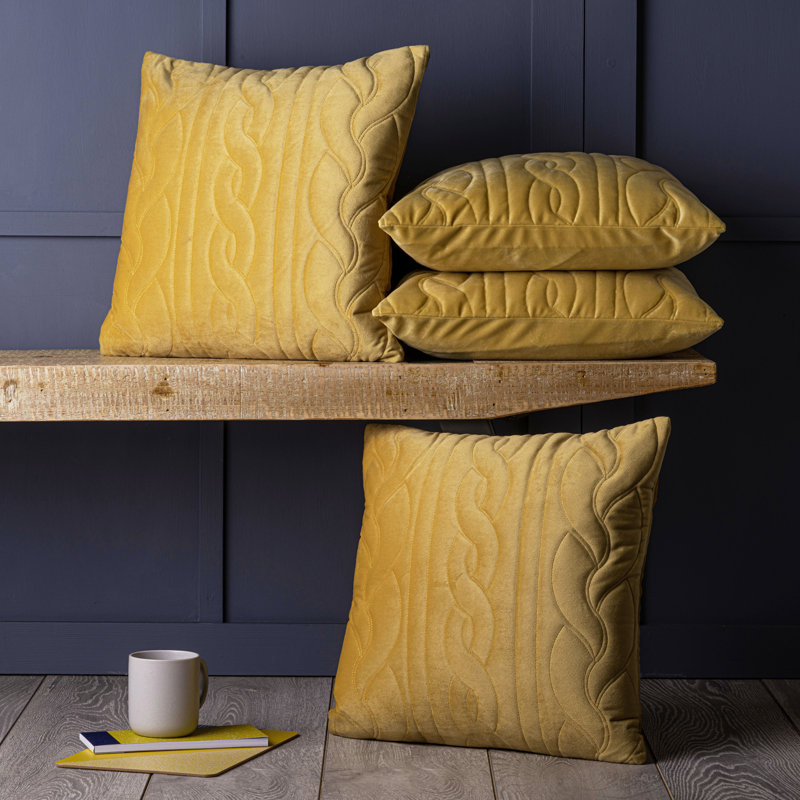 Asceanna Geometric Square Cushion Cover, Yellow