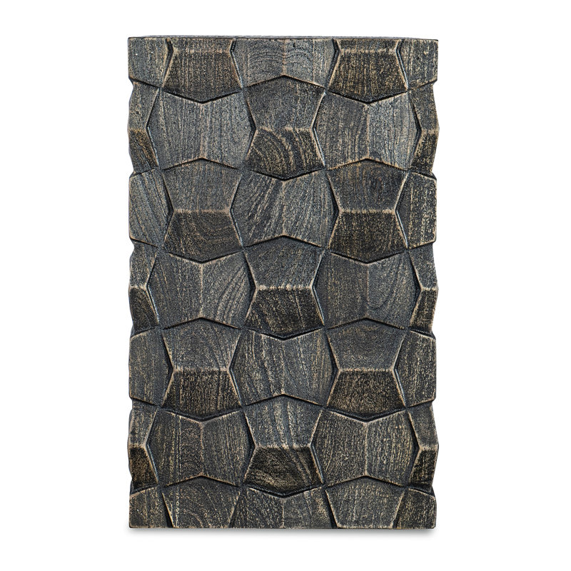 Chiseled Black Mango Wood Square End Table