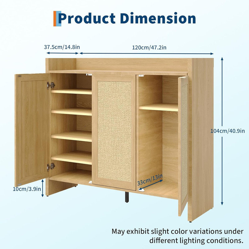 24 Pair Shoe Storage Cabinet, Beige