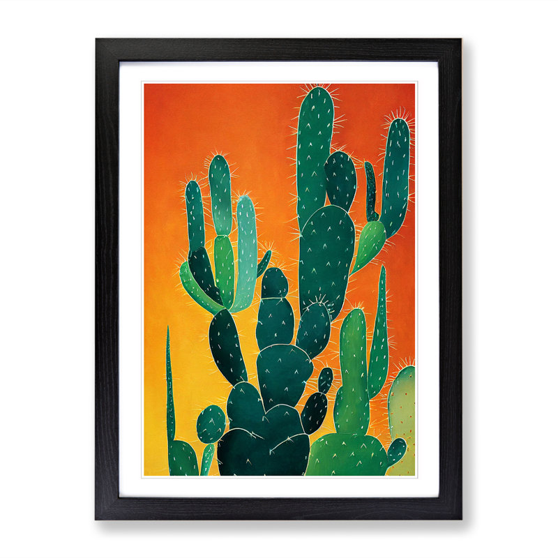 FRM-V0523-337X Cactus Cacti In The Desert - Single Picture Frame Print, Black Framed, 64cm H x 46cm W x 2cm D