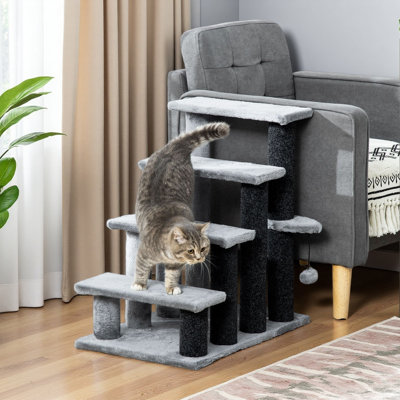 4-Level Cat Stair & Dog Stairs, Kitten Tree Climber, With Hanging Play Ball, Steps For Bed