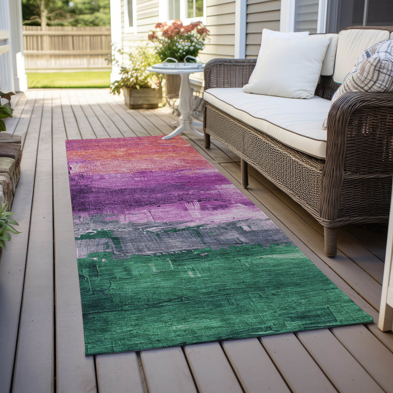 Machine Washable Indoor/Outdoor Claudian ACN1479 Purple Rug, Runner 2'3" x 7'6"