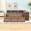 Lit de jour en L avec lit gigogne coulissant simple, bureau intégré et tablettes de rangement-446250337-446250351