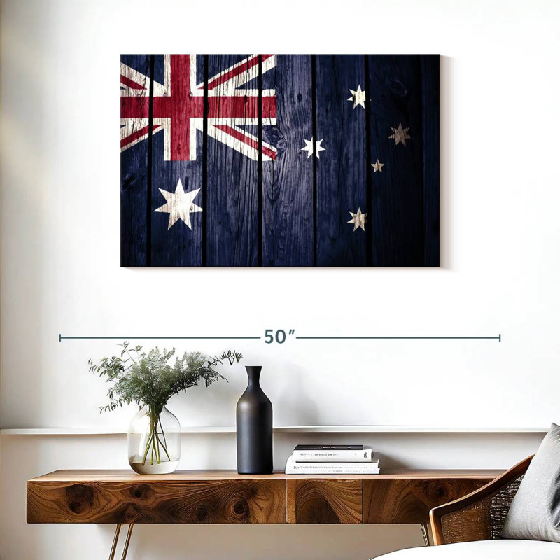 Drapeau australien Borges style bois, H 24 po x l 36 po