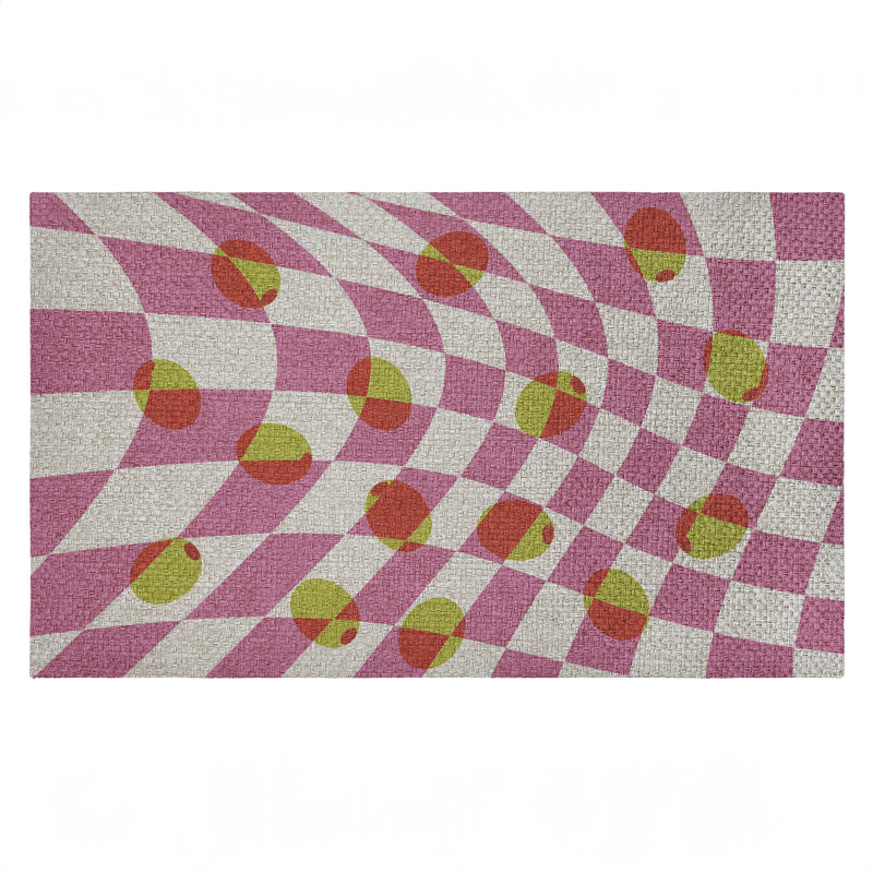 Tapis de porte d'extérieur rétro incurvé olive, par Lil 'Rue, 18 po x 30 po, Abstrait rétro olive courbé