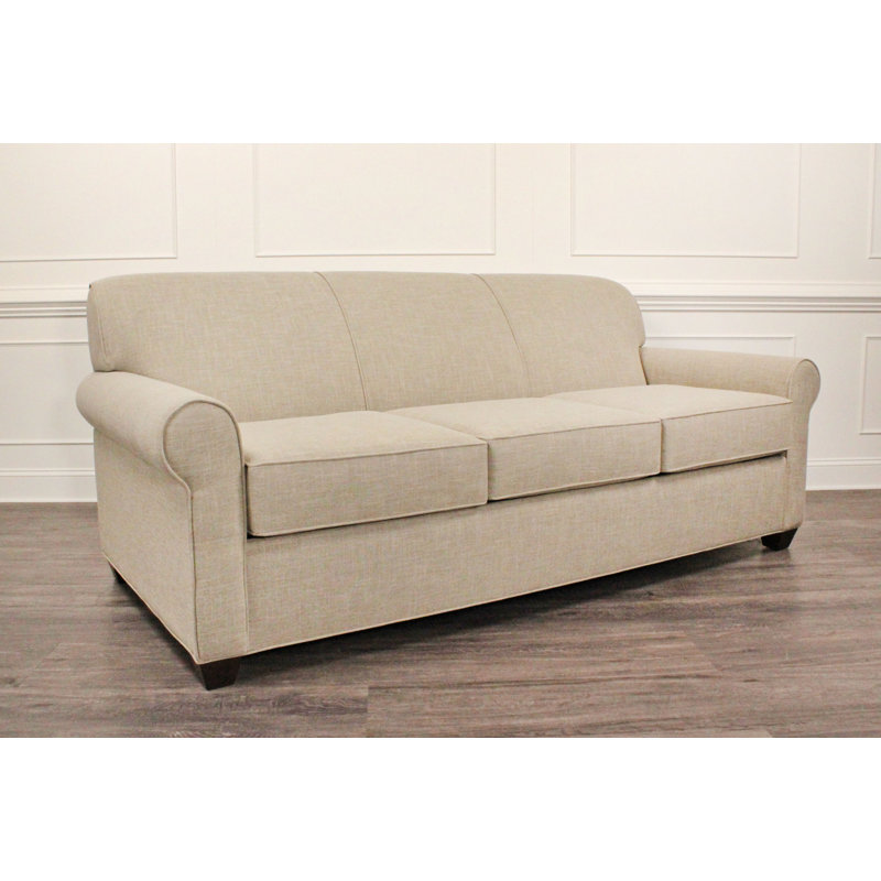 Finn 83" Rolled Arm Sofa Bed with Reversible Cushions, Montana Walnut, Hybrid, Archetype Hemp