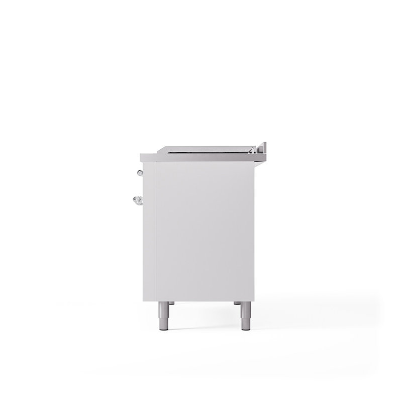 ILVE Nostalgie II 48 in Dual Fuel Range, 5 Burner, Griddle, Frenchtop, White/Chrome, Liquid Propane