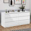 Commode double 6 tiroirs pour le couloir de la chambre à coucher, blanc