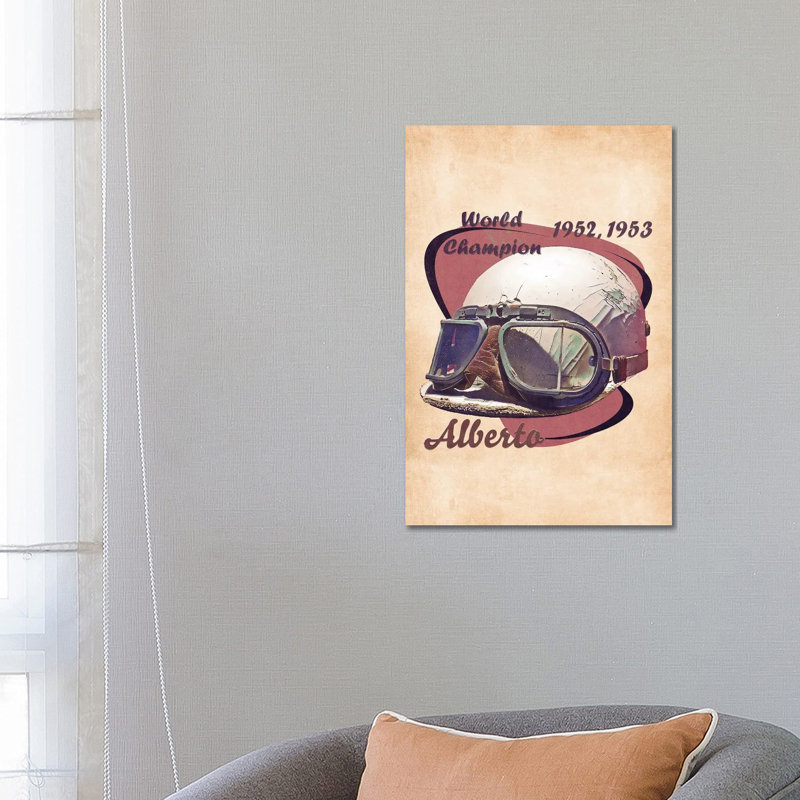 Alberto Ascari's Helmet Retro by Pop Cult Posters - Wrapped Canvas Print, 66.04 cm H x 45.72 cm W