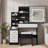 Makeup Vanity Table with Sliding LED Mirror, Power Outlet & USB Ports, 4 Storage Drawers, Open Shelves & Stool, Bedroom Dressing Desk with Adjustable Lighting-1975736527
