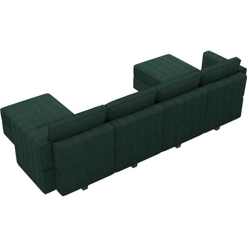 Nairoby 7-Piece Velvet Symmetrical Upholstered Modular Sectional Sofa Set Storage Sofa Apartment Couch 4-Seat Sofa with 2 Ottomans